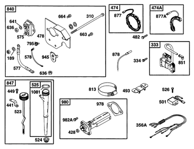 Switch Plate, Elect, Oil Grp Diagram and Parts List for 226432-0057-XX  Briggs and Stratton Engine